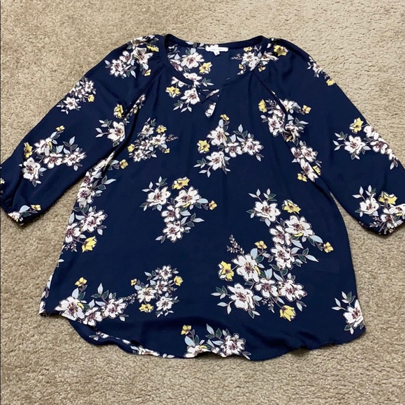 Maurices Tops - Navy Blue Floral Maurice’s Shirt